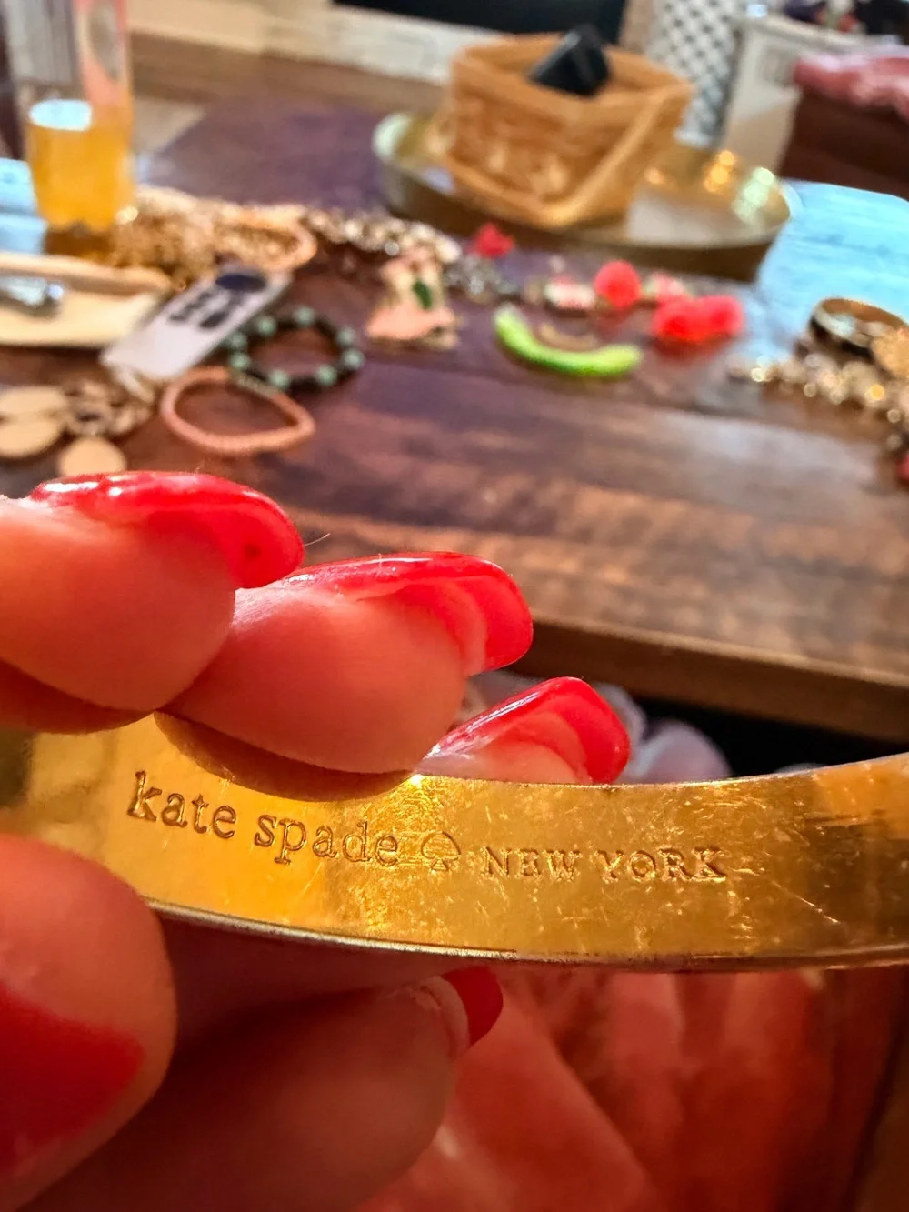 kate spade Gold Tone Hammered Cuff Bracelet - Picture 3 of 4